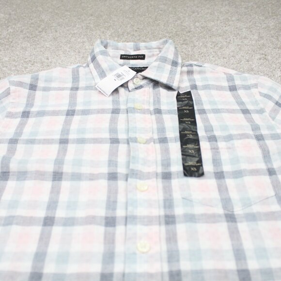 Banana Republic Untucked Shirt NWT Mens XS White/Pink/Blue Slim Fit L/S Cotton - Picture 3 of 15